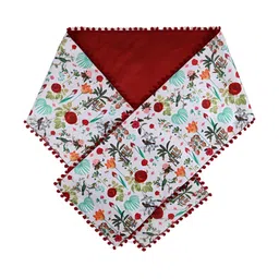 India Circus by Krsnaa Mehta White & Red Printed  Micro Velvet Table Runner-20