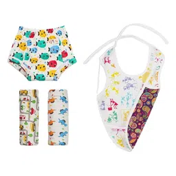 SuperBottoms Pack Of 4 Printed Pure Cotton Padded Underwear & Bib-99