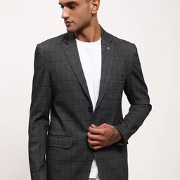 SHOWOFF Slim-Fit Checked Single-Breasted Cotton Blazer-picture-37
