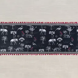 India Circus by Krsnaa Mehta Black Printed Micro Velvet Table Runner-19