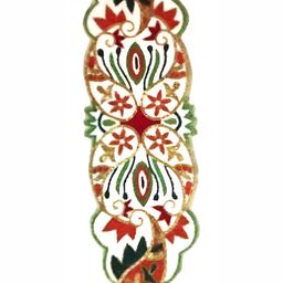 YWULY Green & Maroon Beads Embellished Abstract Shape Table Runner-13