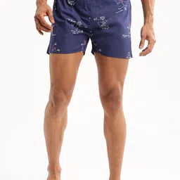SHOWOFF Slim Fit Conversational Printed Cotton Boxer AM-126-6_Blue-image-65