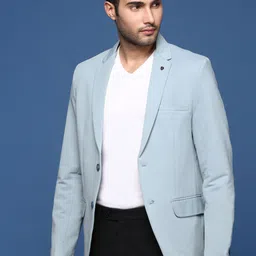 SHOWOFF Notched Lapel Slim Fit Single Breasted Cotton Blazer-picture-58