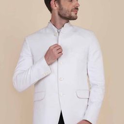 TAHVO Men White Solid Bandhgala Blazers-image-66