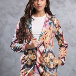 TANDUL Printed Notched Lapel Slim Fit Single Breasted Blazers-picture-6