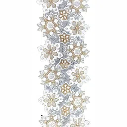 YWULY Silver Toned & White Floral Beads Embellished Abstract Shape Table Runner-31