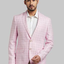 Parx Men Pink Checked Notched Lapel Single-Breasted Blazer-picture-51