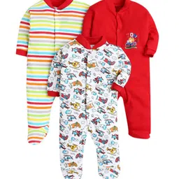 EIO Kids Pack of 3 Printed Cotton Sleepsuits-image-20