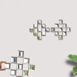 Art Street 2 Pieces Square Block Design Decorative Wall Mirrors-image-95