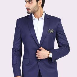 TAHVO Men Blue Solid Single-Breasted Slim Fit Blazer-image-46
