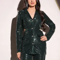 B'Infinite Sequinned Cut-Out Single-Breasted Party Blazer-10