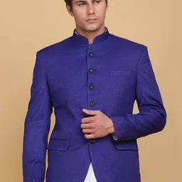 TAHVO Men Purple Solid Bandhgala Jodhpur Blazer-image-10