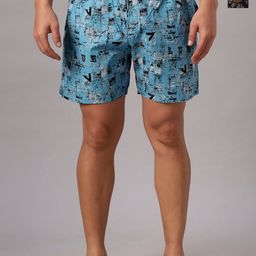 The Roadster Lifestyle Co. Blue & Black Pack Of 2 Printed Pure Cotton Boxers RD-H-130-image-131