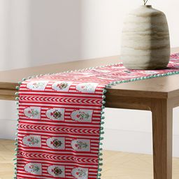 India Circus by Krsnaa Mehta Red & White Spell Micro Printed Velvet Table Runner-22