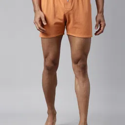 RARE RABBIT Men Orange Solid Pure Cotton Boxers-image-61