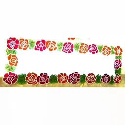 YWULY Green & Red Floral Embellished Abstract Shape Table Runner-3
