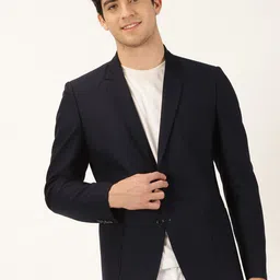 Mast & Harbour Notched Lapel Long Sleeves Slim Fit Single Breasted Blazers-picture-36