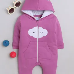BUMZEE Infant Girls Printed Hooded Pure Cotton Romper-image-57