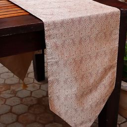 ZEBA Gold Toned Paisley Brocade Silk 6 Seater Table Runner-14