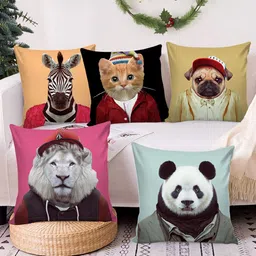 AEROHAVEN Multicoloured Set of 5 Abstract Square Cushion Covers-0