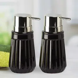 Kookee Black 2 Pieces Striped Ceramic Soap Dispensers-36