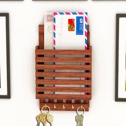 Home Sparkle Brown Textured 5 Hook Key Holders-57