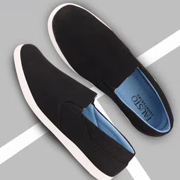 FAUSTO Men Black Slip-On Sneakers-image-67