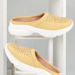 FAUSTO Women Laser Cuts Lightweight Mule Sneakers-image-3