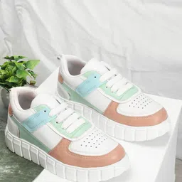OPHELIA Women Colourblocked Lace-Up Sneakers-image-84