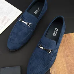 HERE&NOW Men Navy Blue Buckled Formal Loafers-picture-53