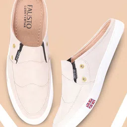 FAUSTO Men Cream-Coloured Slip-On Sneakers-picture-3