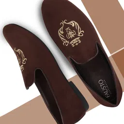 FAUSTO Men Brown Textured Slip-On Sneakers-image-100
