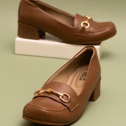 Inc 5 Square Toe Block Loafers Heels-6