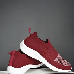 TPENT Women Textured Lightweight Slip-On Sneakers-56