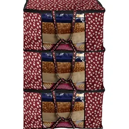 Stylista Red & White 3Pcs Printed Water Resistant Multi-Utility Organisers-10