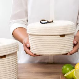Bajo's White 2 Pieces Self Design Bamboo Multi-Utility Organisers-6