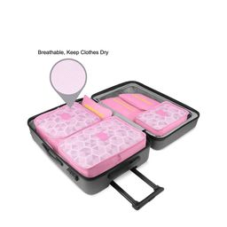 Awestuffs Pink 6 Pieces Printed Multi-Utility Organisers-11