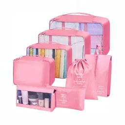 Awestuffs Pink 8 Pieces Water Resistant Multi-Utility Organisers-4
