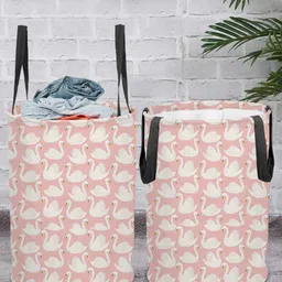 prettykrafts Set Of 2 Peach Printed Multiutility Laundry Baskets image 1