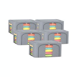 Kuber Industries Grey & White 5 Pieces Regular Drawer Organisers-53