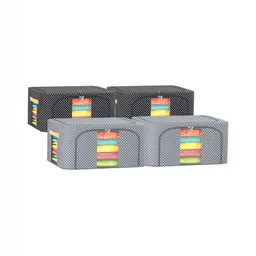 Kuber Industries Black & Grey 4 Pieces Printed Drawer Organisers-8