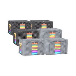 Kuber Industries Black & Grey 6 Pieces Printed Drawer Organisers-39