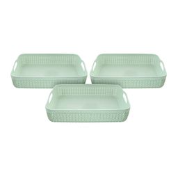 Kuber Industries Set Of 3 Green Solid Storage Basket Organisers-49