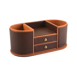 ICHKAN Brown Textured Office Table Organiser-19