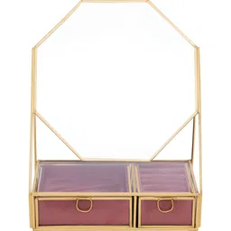 THE HOME CO. Pink & Gold Toned Textured Glass Jewellery Organiser-32