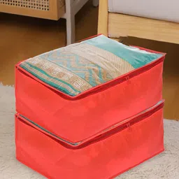 Kuber Industries Red 2 Pieces Printed Saree Organizers-72