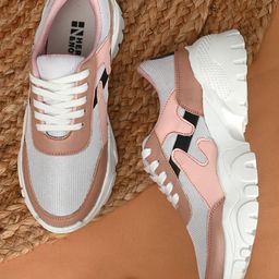 HERE&NOW Women Pink Colourblocked PU Sneakers-image-97