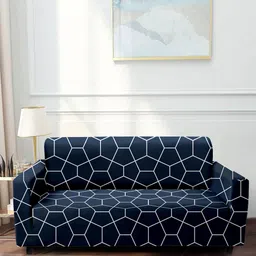 Aura Navy Blue & White Printed Sofa Covers-image-39
