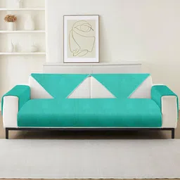Cortina 6 Pcs Turquoise Blue Non Slip Three Seater Sofa Covers-19