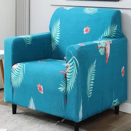 HOKIPO Blue Printed Stretchable Universal 1 Seater Sofa Covers-image-29